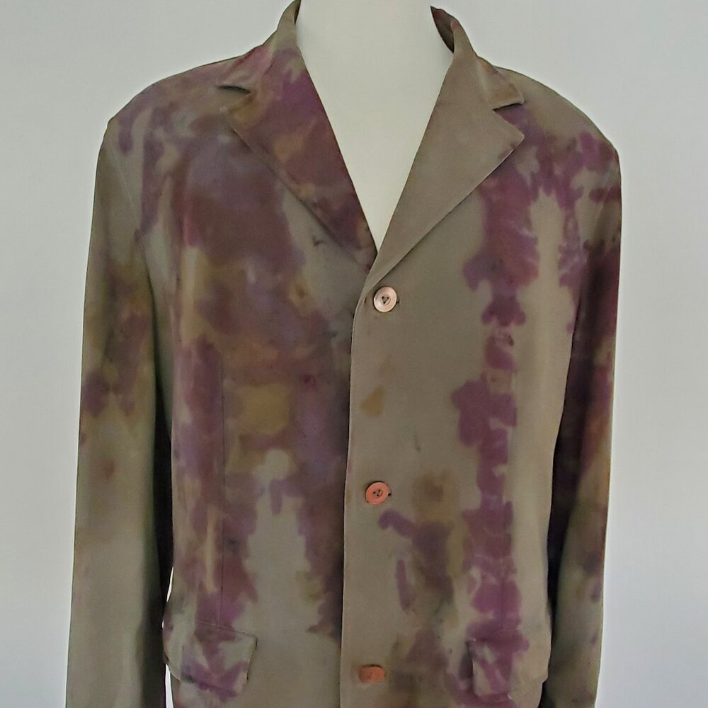 Tommy Bahama silk Blazer sport coat green brown Medium large camo painted black - Picture 3 of 14